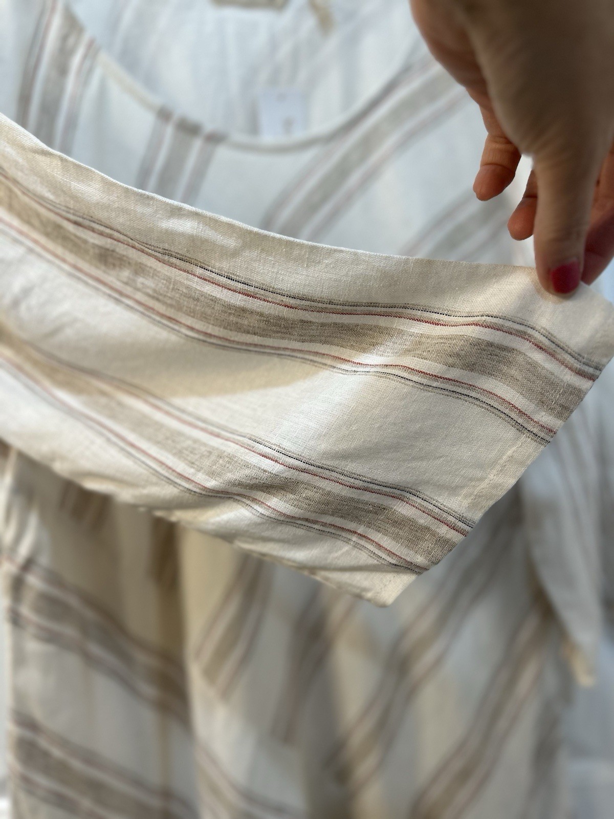 NWT Soft Surroundings Equinox Striped Linen Infused Dress XL Lagenlook Boho