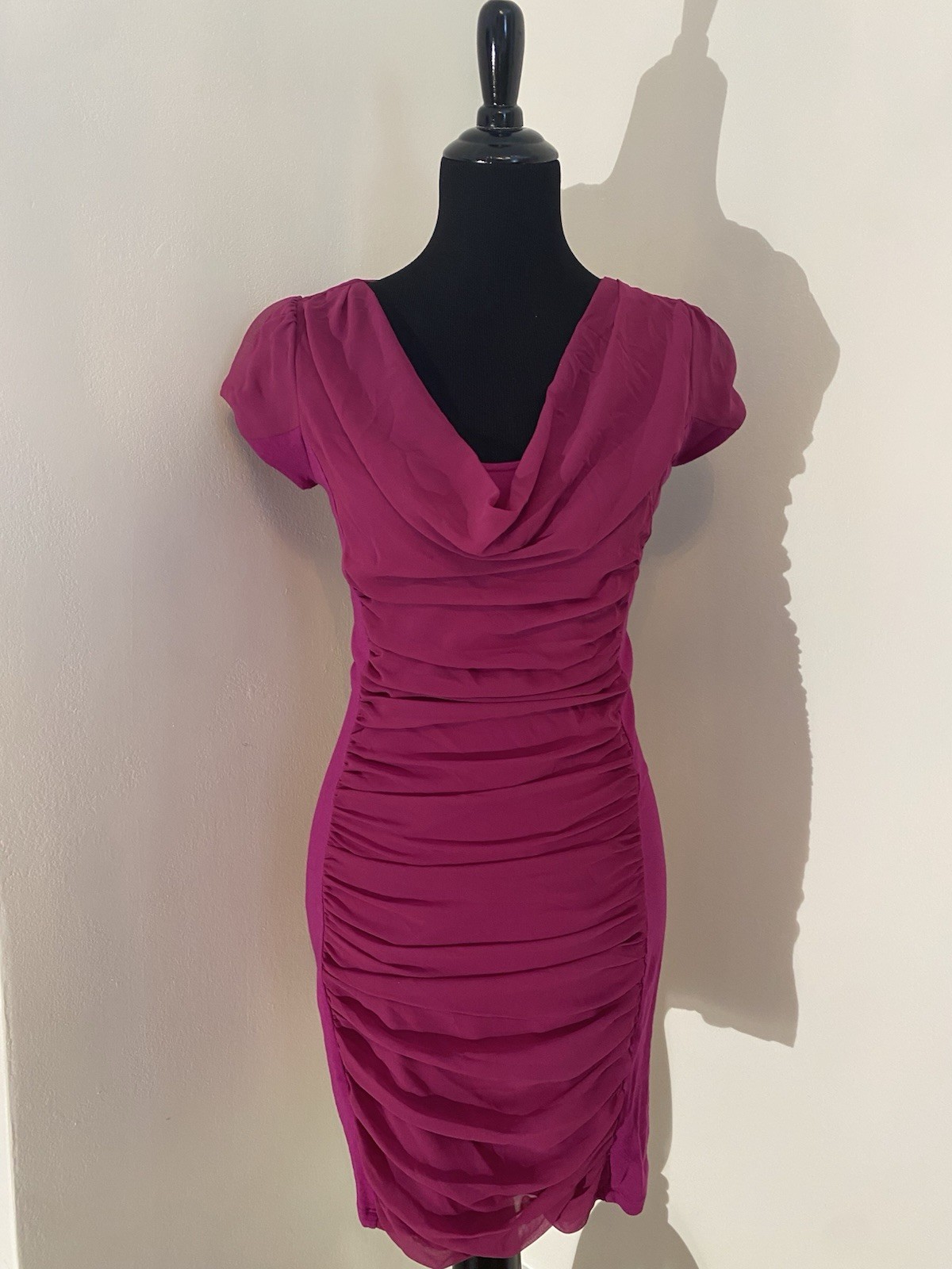 Express Magenta Ruched Knit Bodycon Short Dress Size S/P Petites