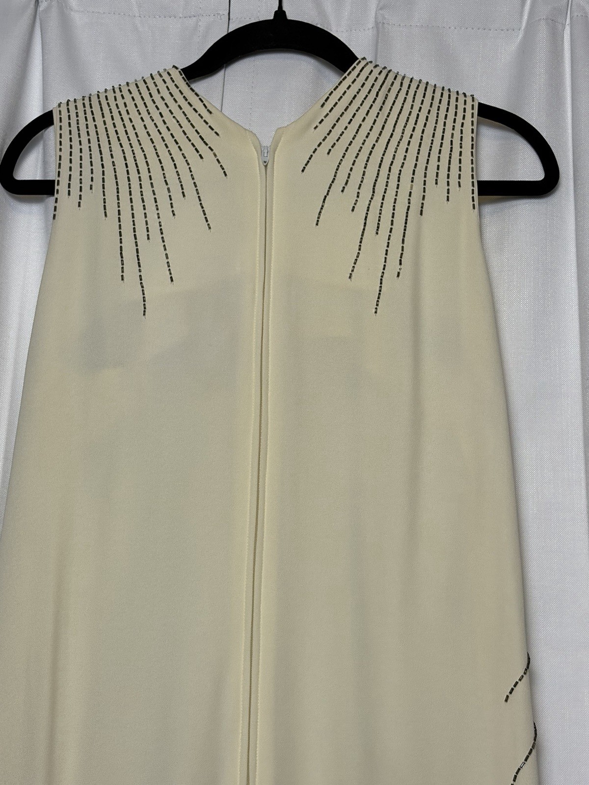 RARE VINTAGE Adele Simpson Egyptian Revival Sequin Cream Maxi Gown. Small.