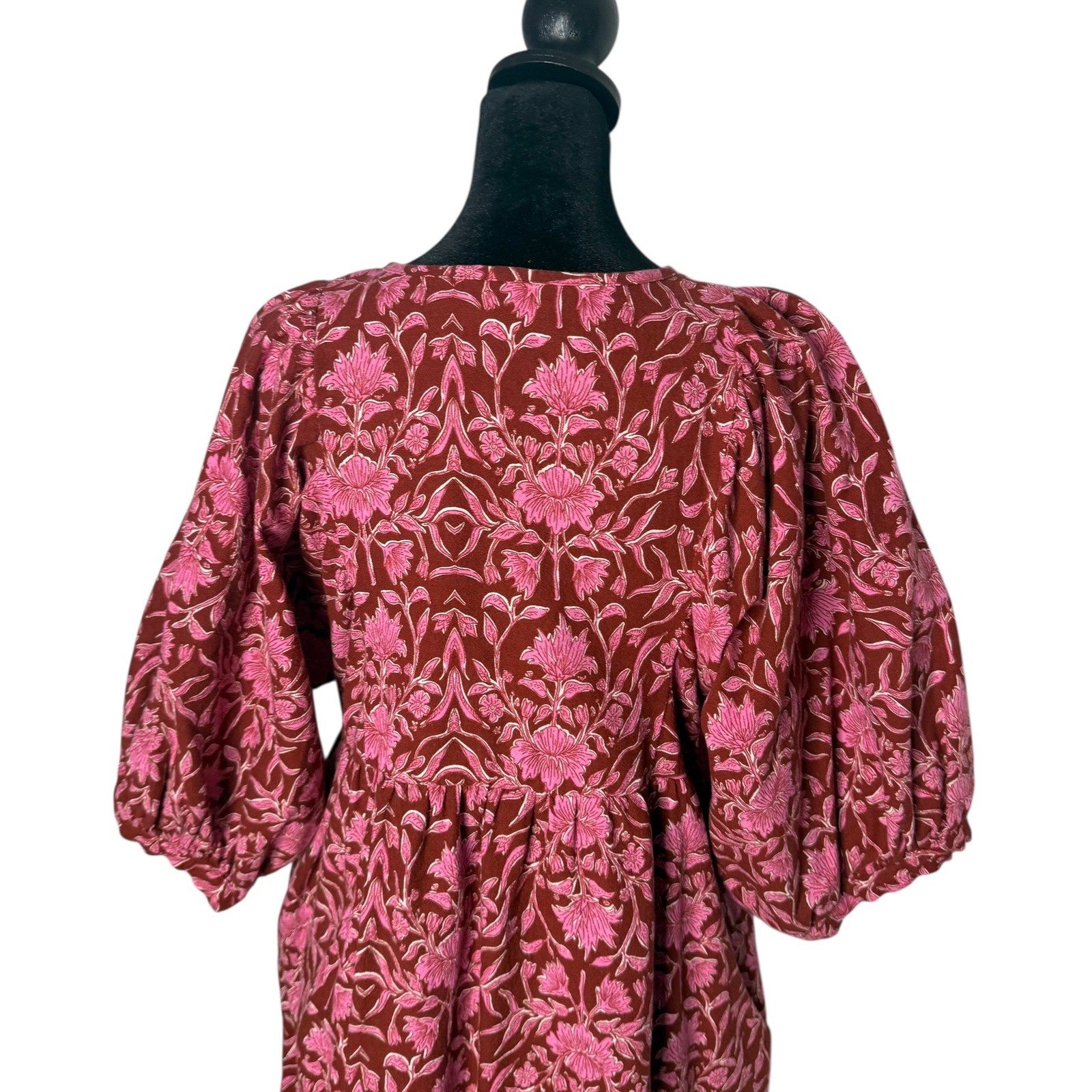 Universal Thread Puff Sleeve Mini Dress Size S Pockets Floral Prairie Feminine