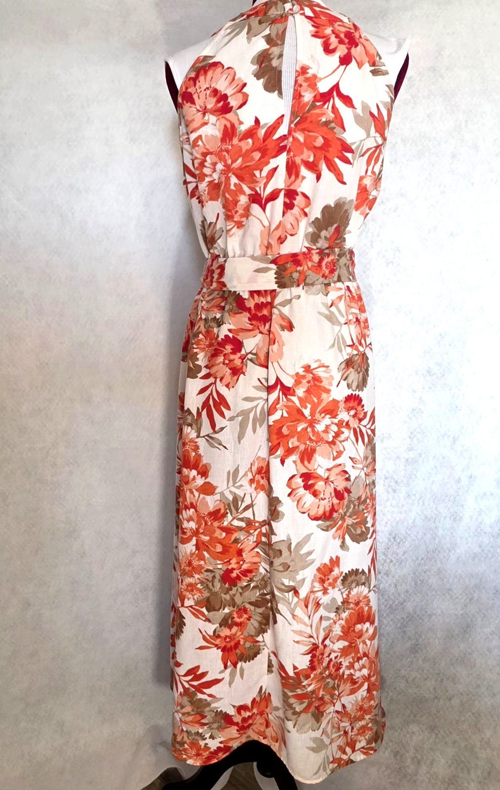 PRICE DROP -Emma & Michele Sleeveless Coral/White Dress Tropical Floral Womens L