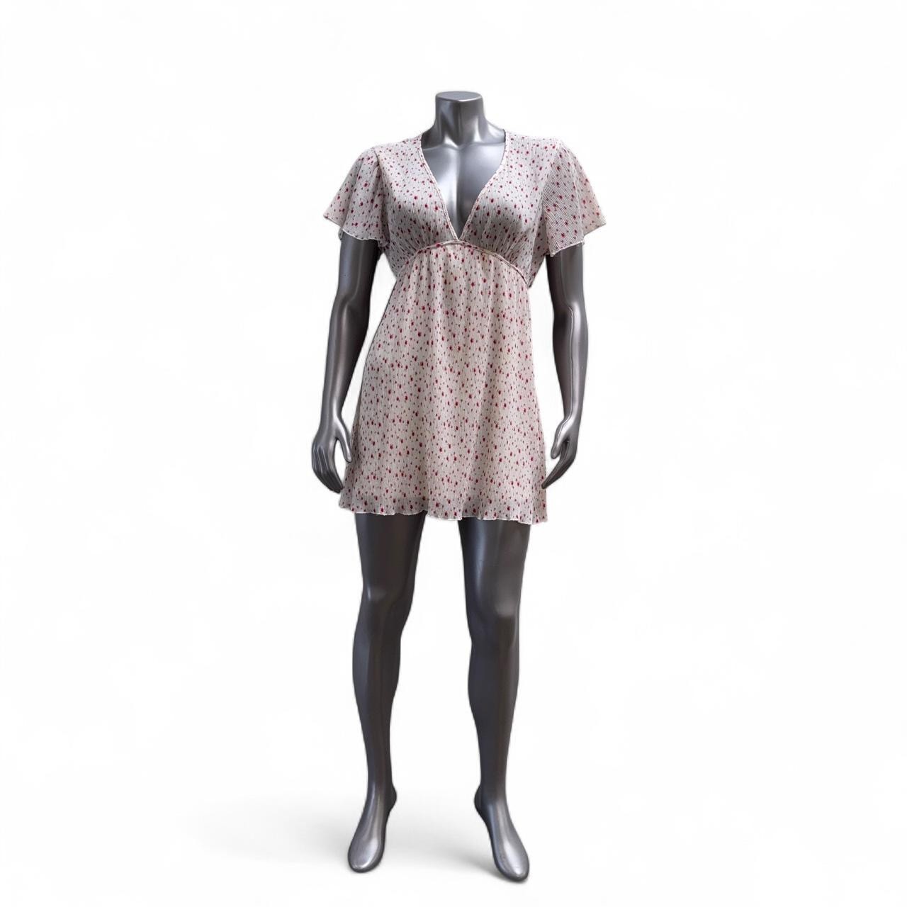 Forever 21 Womens Medium Floral V-Neck Short Sleeve Empire Waist Babydoll Mini D