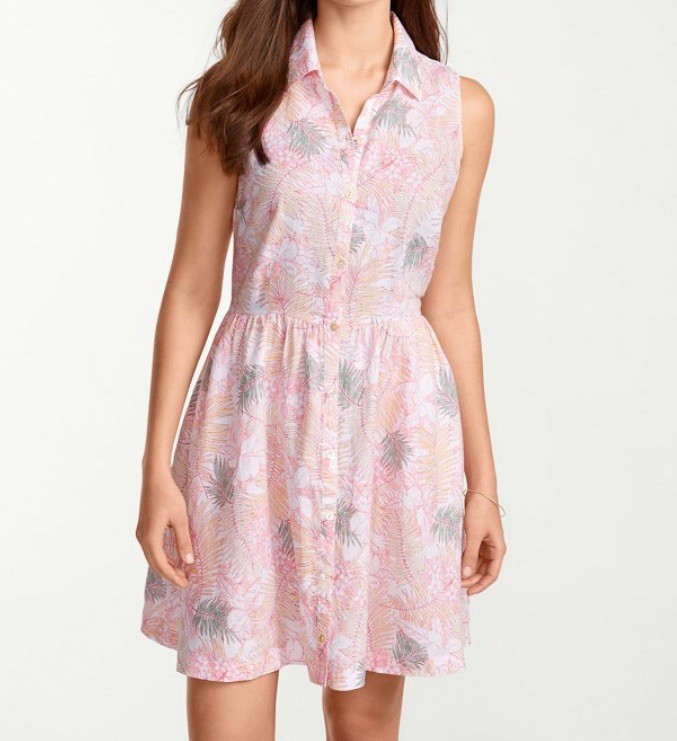 Tommy Bahama Pink Que Sera-Serafina 100% Linen Sleeveless Dress Sz. S NWT!