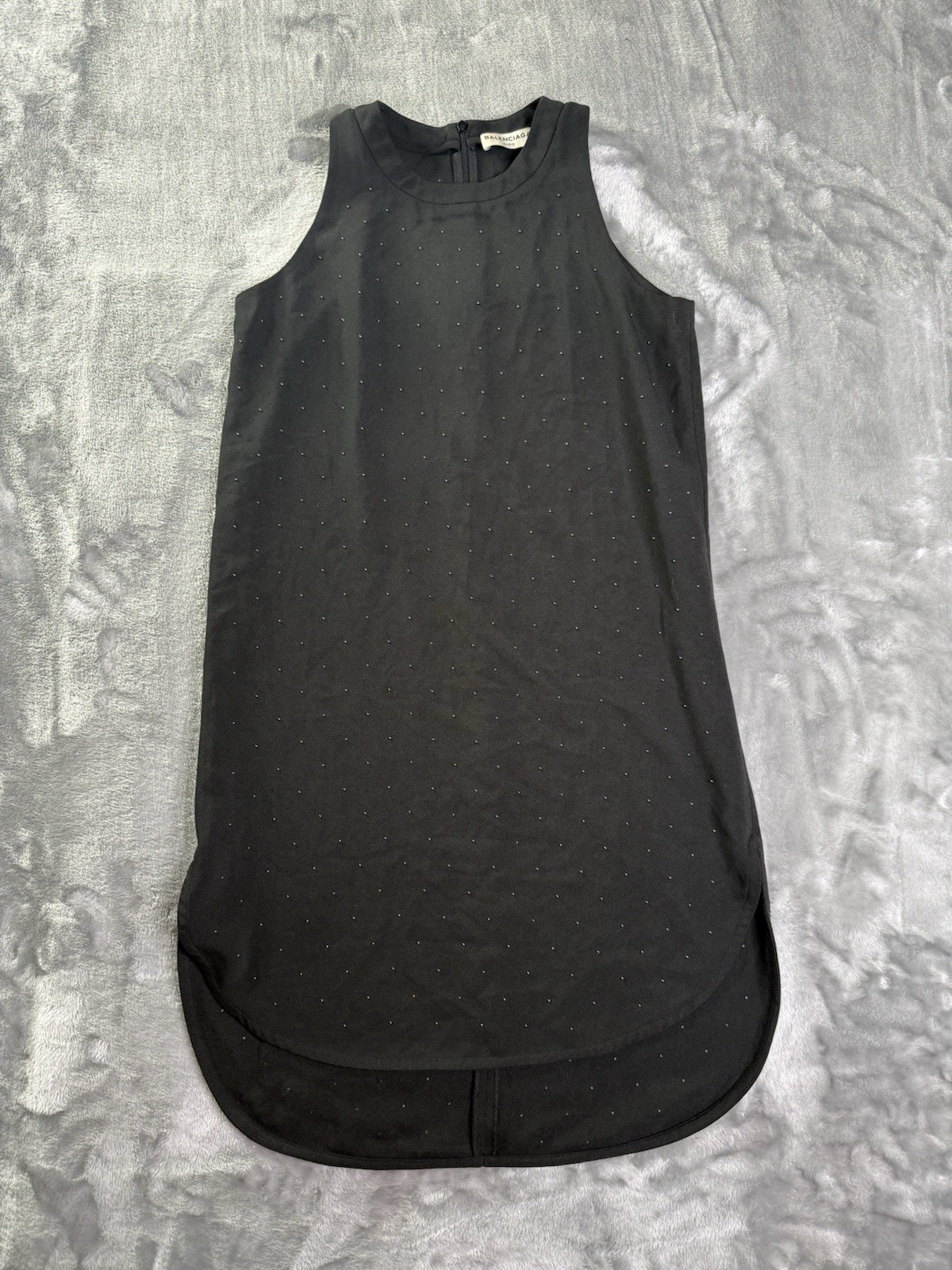 Balenciaga Bijou Dress Black Studded Top Rare Sz XS Zip Back Closure