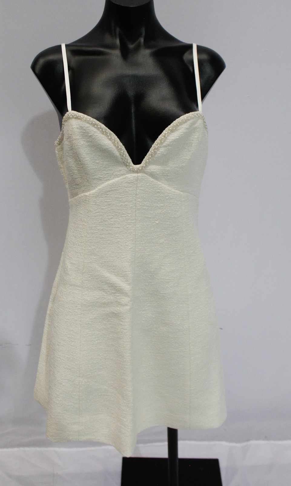 Abercrombie & Fitch Women’s Faux Pearl Trim Mini Dress SV3 White Medium NWT