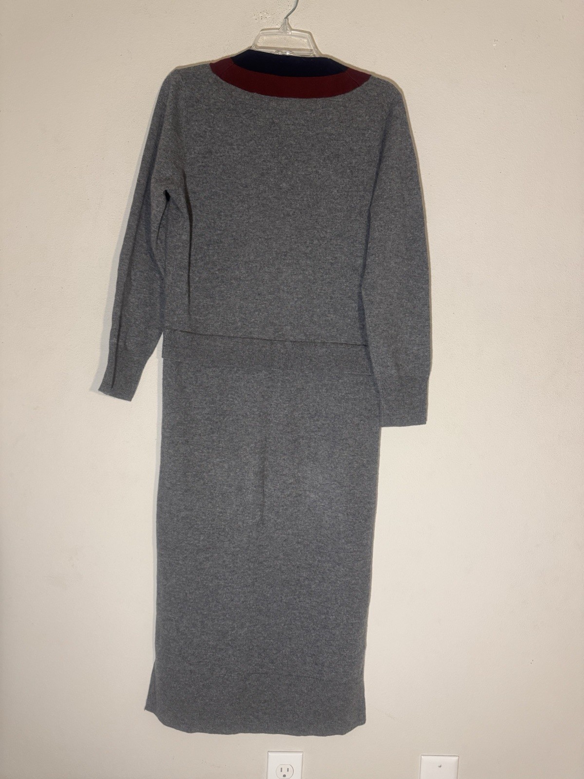 Sandro Paris Wool Cashmere Blend Gray Dress Long Sz 46/ US Small