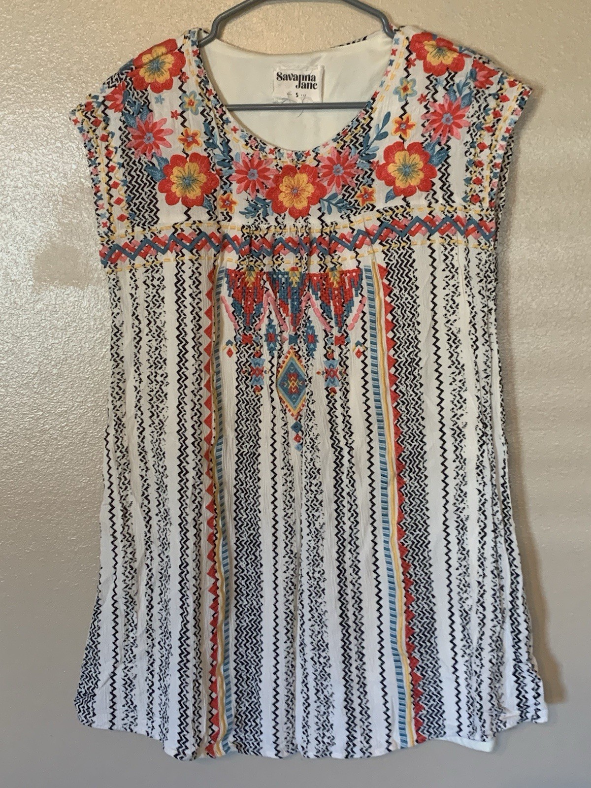Savanna Jane Embroidered Mini Dress Boho Size S