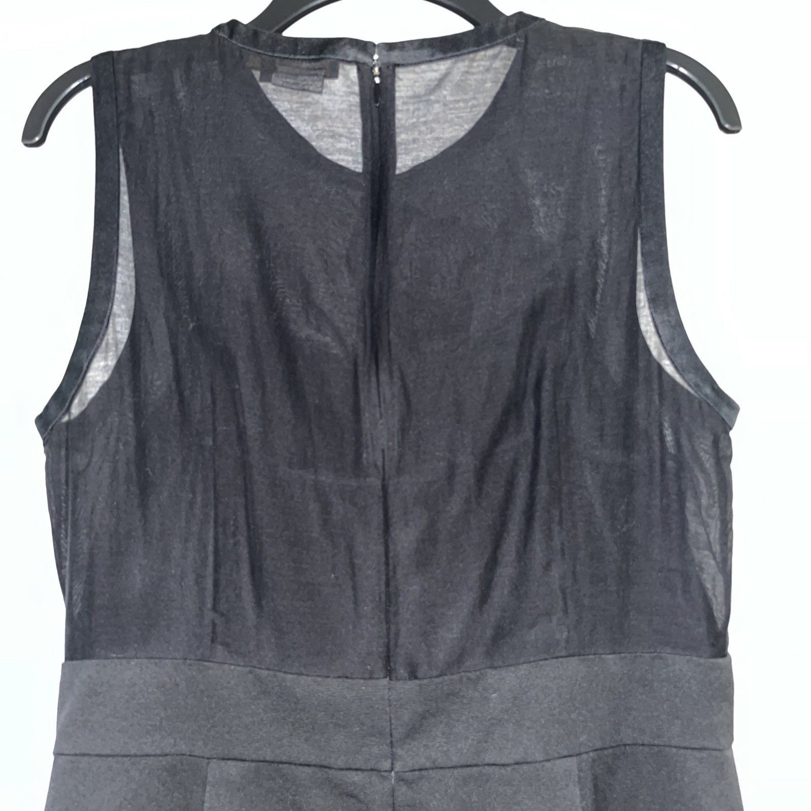 BCBG Maxazria Women’s Sleeveless Black Dress Size 8 Pockets Sheer Lined Top Zip