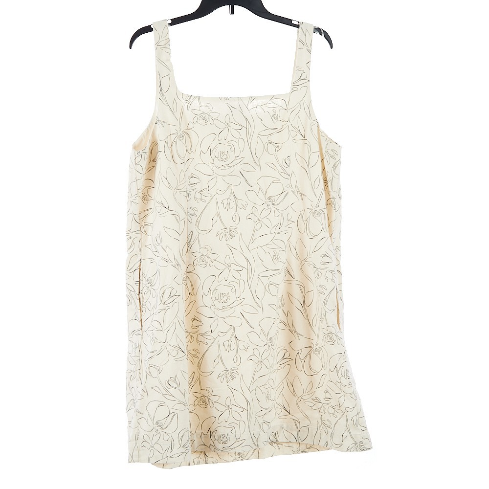 A New Day Womens Linen Blend Tank Mini Shift Dress XL Ivory Beachy Vacation