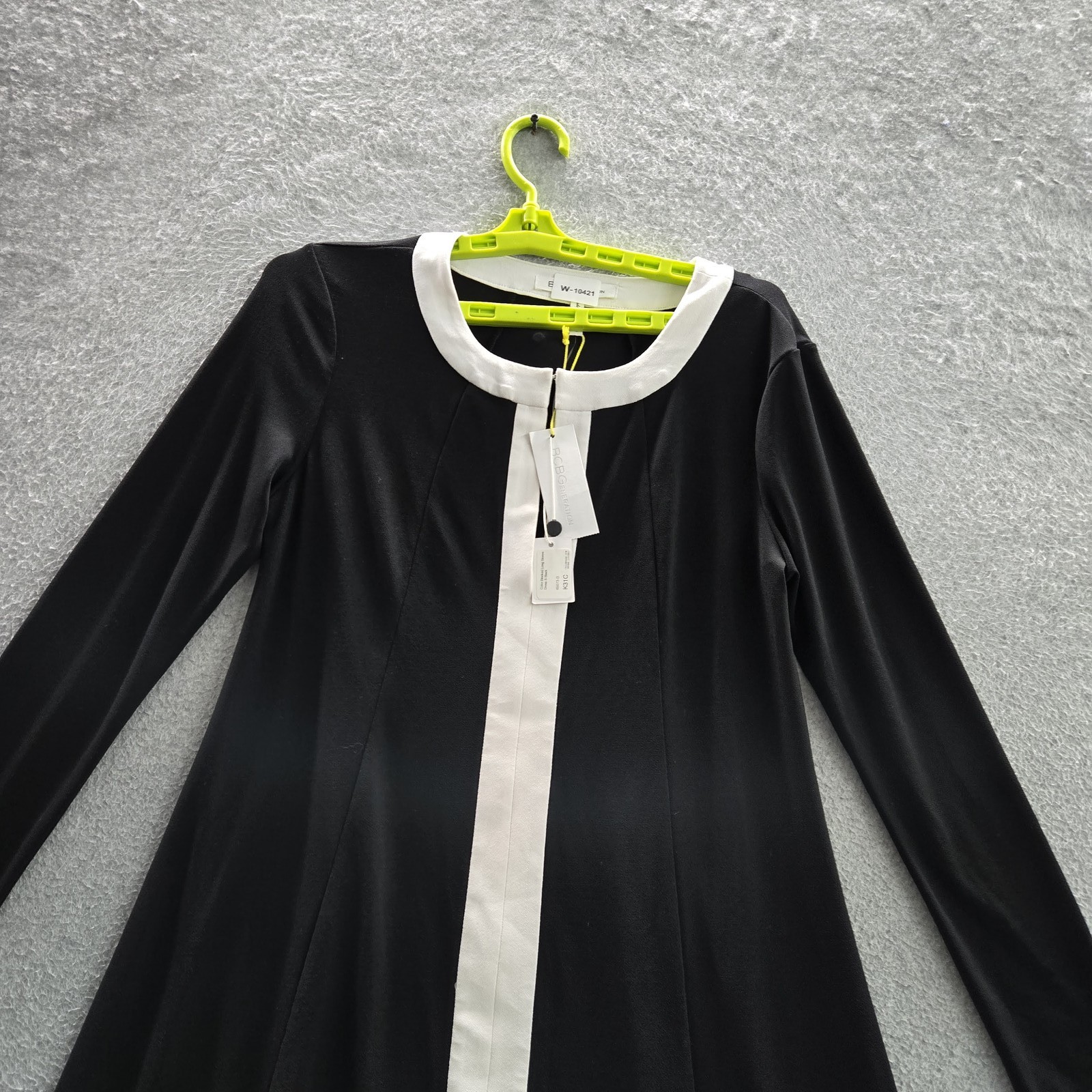 Bcbgeneration Women Dress S Black Color Blocked Long Sleeve Mini A Line NWT