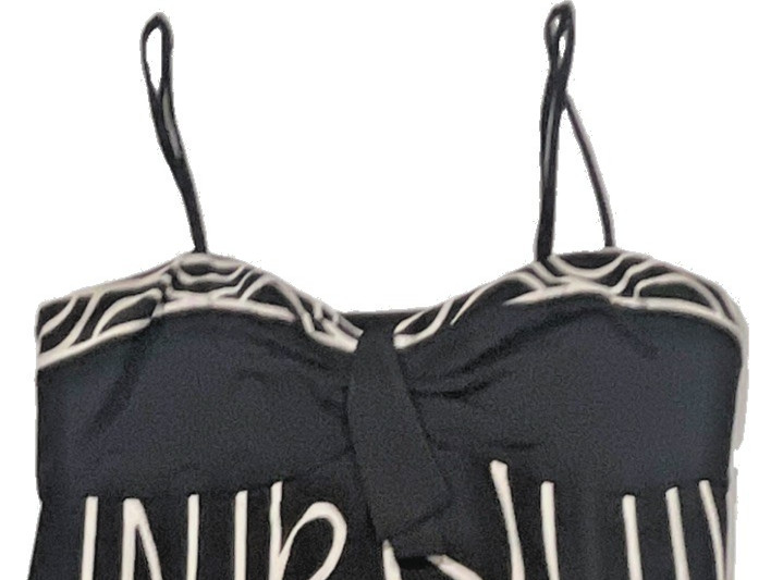 BCBGMAXAZRIA Black Mini Dress Size 4 Spaghetti Strap Abstract Print Cocktail Y2K
