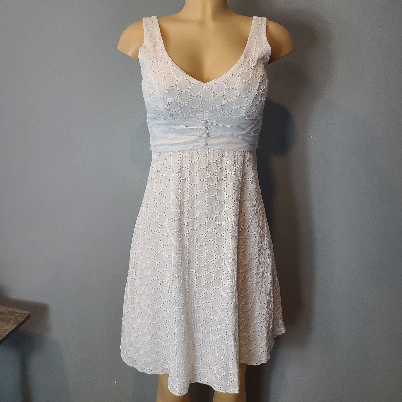 VTG Y2K B Smart Dress Sz XS Lace Resort Tie Back Coquette Cottage Boho Fairy