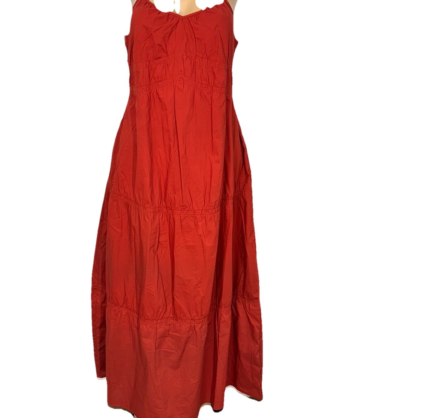 Time & Thru Brick Pockets Maxi Dress Womens Size S Casual Pull Over Strapy New
