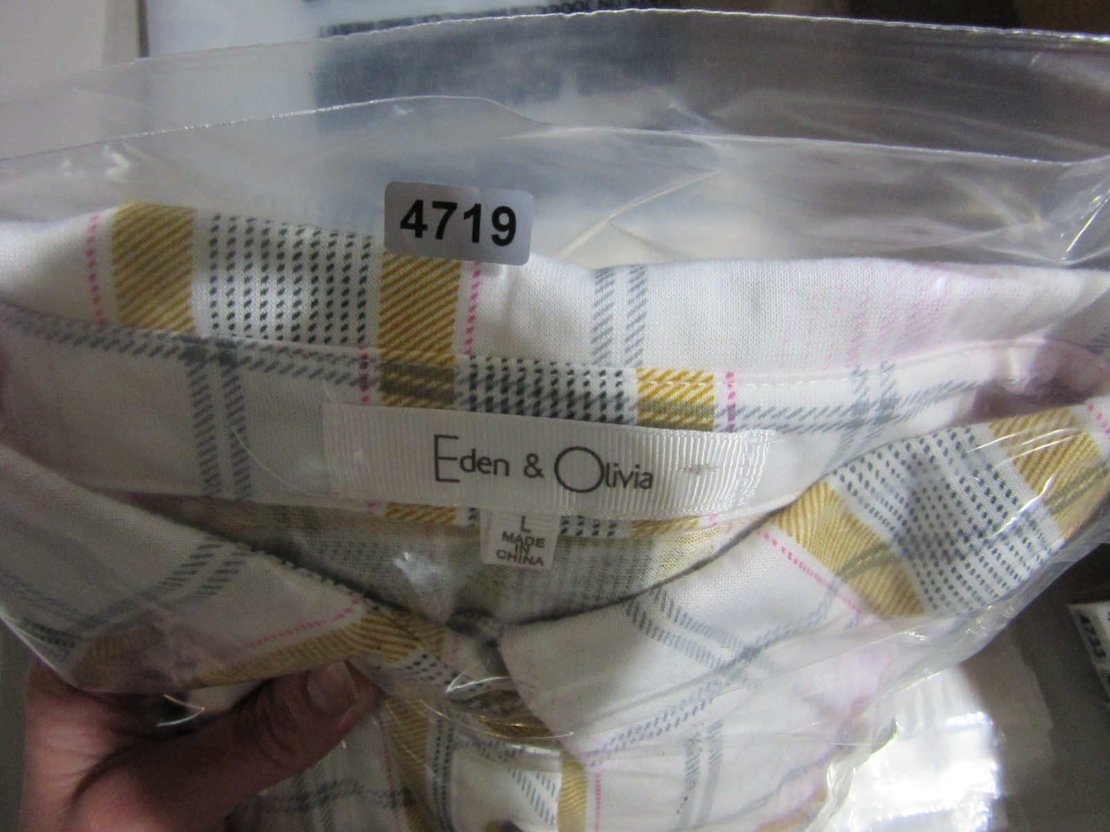 Eden & Olivia Dress Womens Large White Yellow Plaid Shirt Casual Roll Tab Sleeve