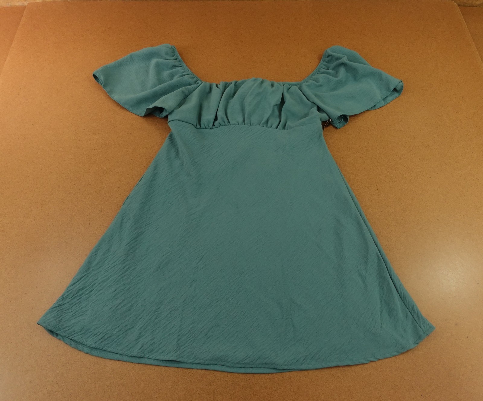 Originality Womens Large Seafoam Blue Off The Shoulder Back Bow Mini Dress NWT