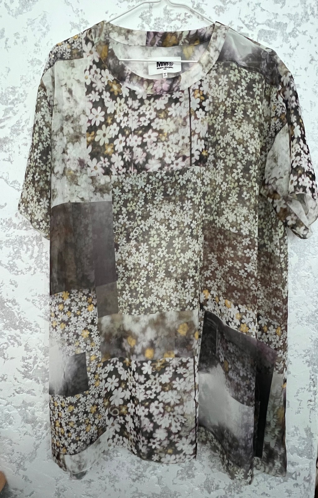 MAISON MARTIN MARGIELA MM6 Dress Sz 40 Floral Patchwork Print Lightweight Sheer