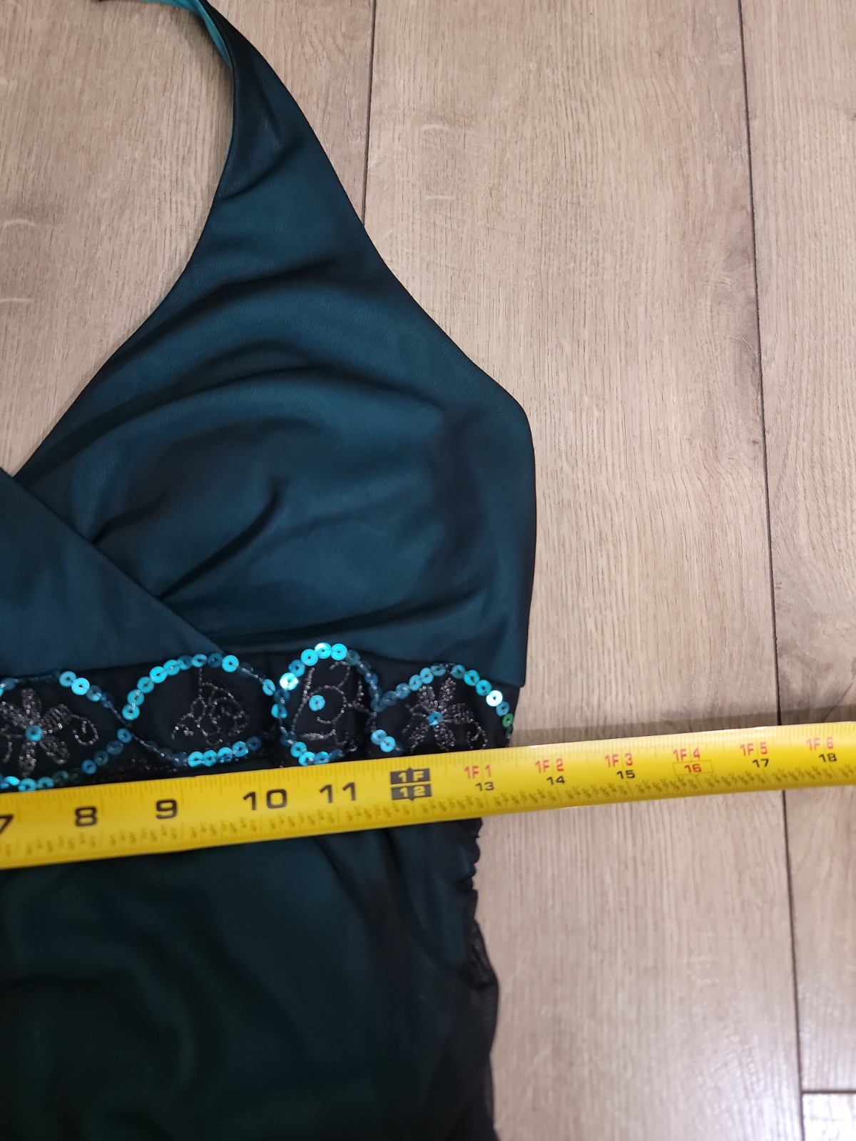 Vintage Y2K City Triangles Green Black High Low Halter Dress Whimsigoth Womens L