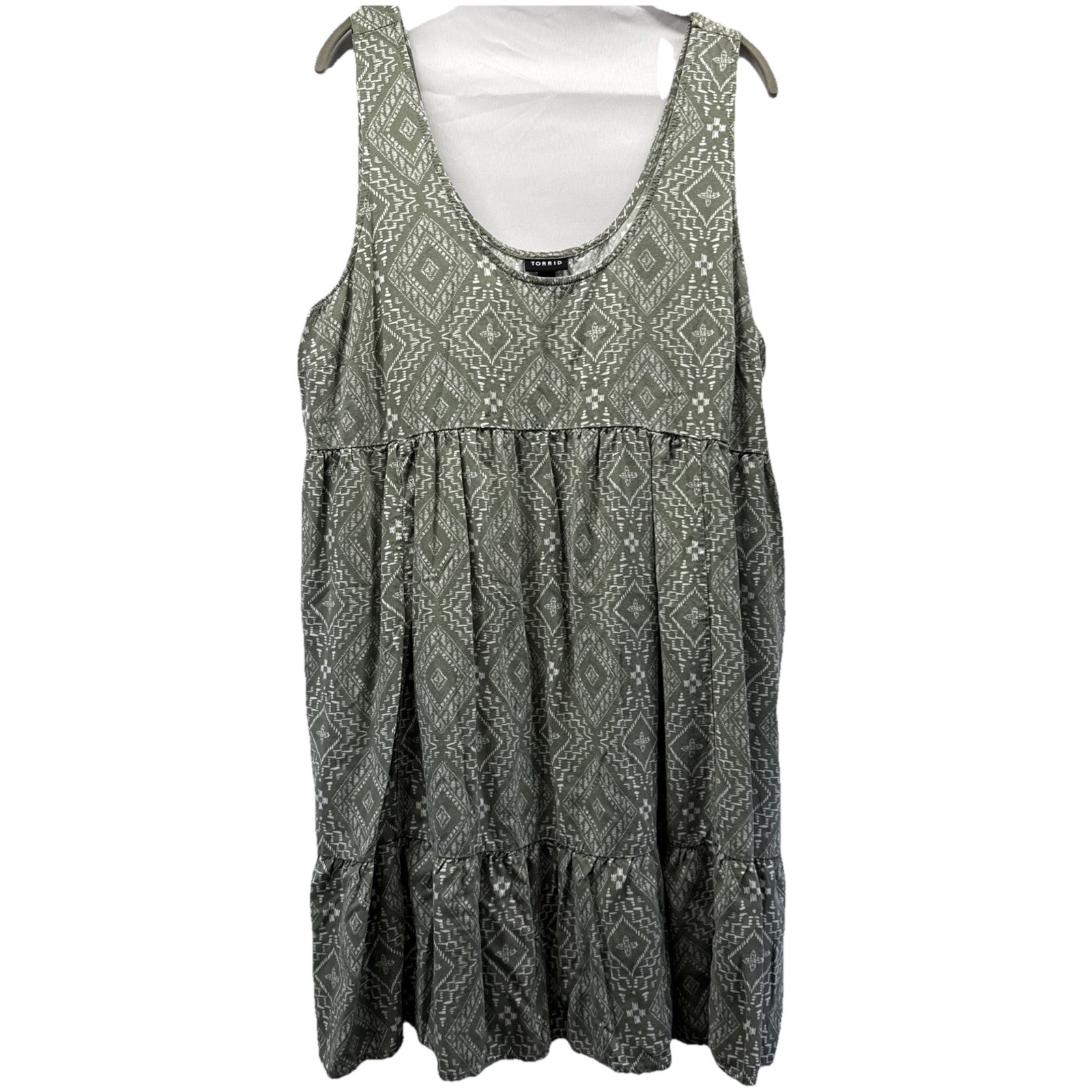 Torrid Women’s Dress Size 1X Green Sleeveless Layered Pullover Sundress Stretch