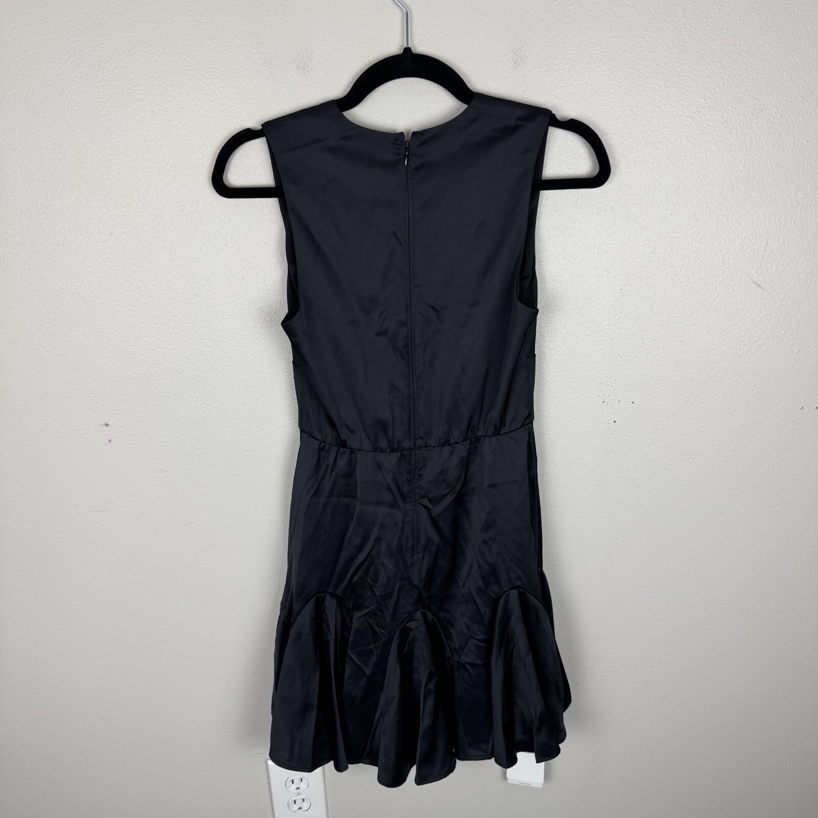 Abercrombie & Fitch Plunge Satin Mini Swing Dress Size XS Petite Black Shiny