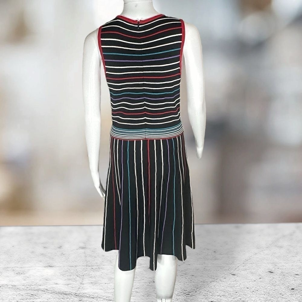 Parker Sleeveless Black Multicolor Striped Dress