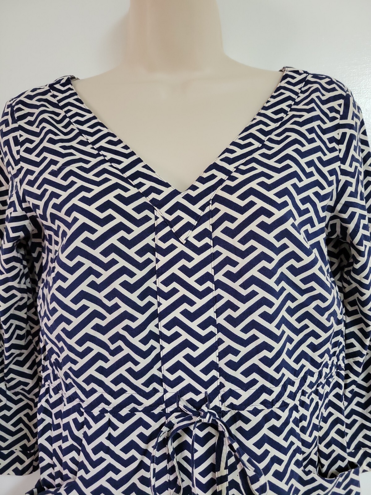 Peter Millar Womens Navy Blue White Chevron Drawstring Waist Dress Cover Up XS