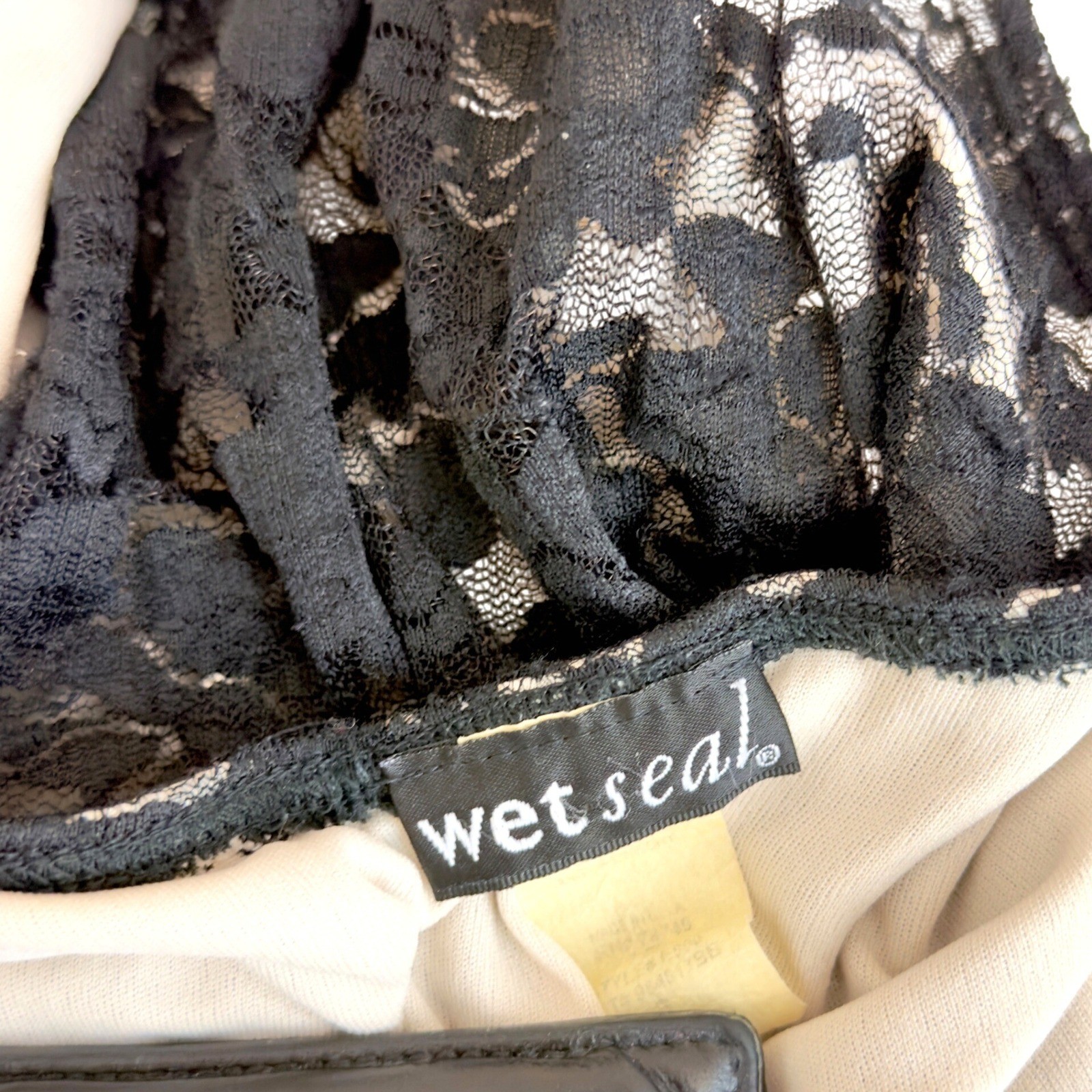 Y2K Wet Seal Black Lace Mock Neck Mini Dress Open Back Gothic Size XS S