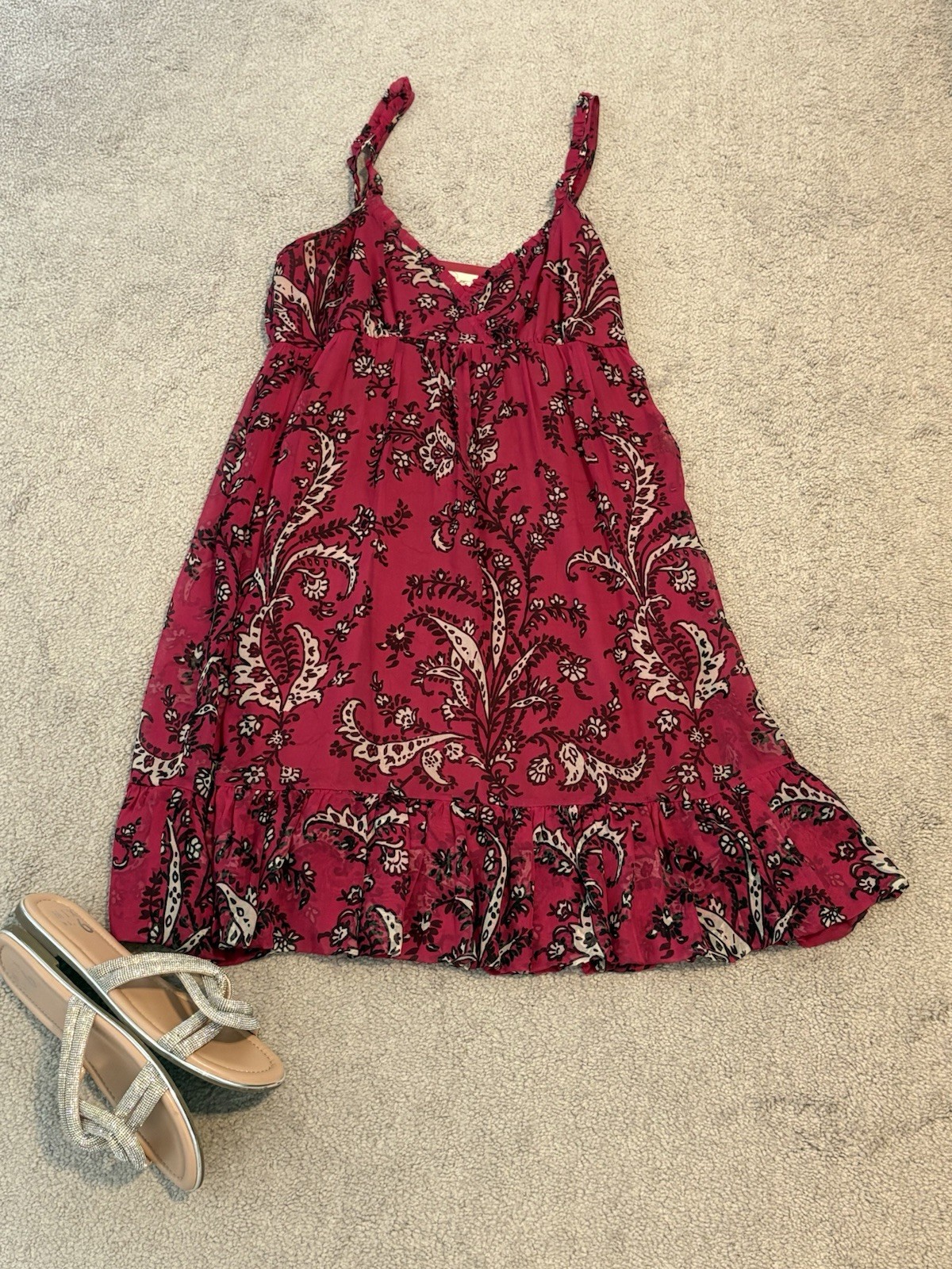 KENSIE Romantic Fuchsia Silk Sun Dress Medium