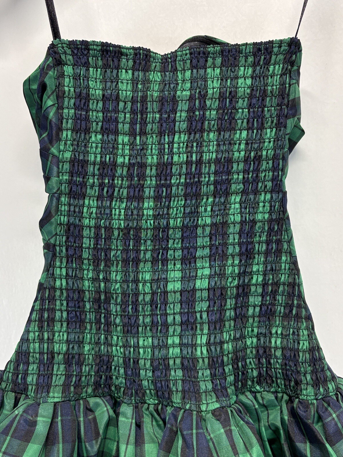 Luella Bartley for Target Mini Bubble Dress Sz 1 Green Navy Tartan Plaid Emo