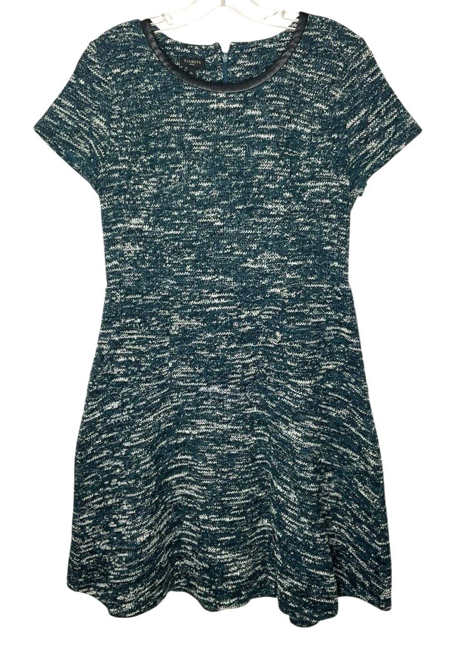 Talbots Marled Knit Sweater Dress Knee-Length Teal Size Womens Petite 10
