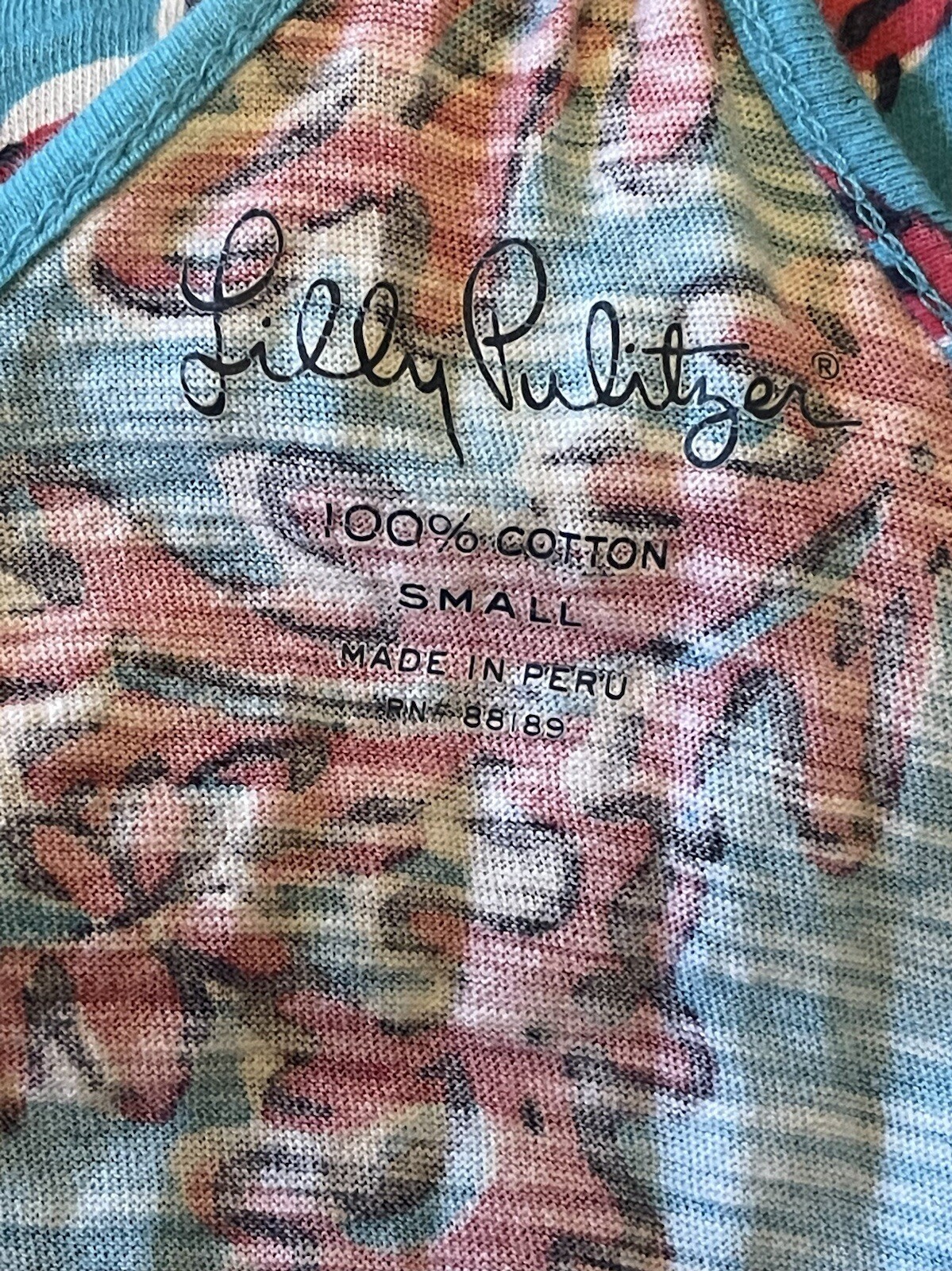 LILLY PULITZER Small Shore Searulean Blue Red Racer Back Tank Boho Cruise Dress