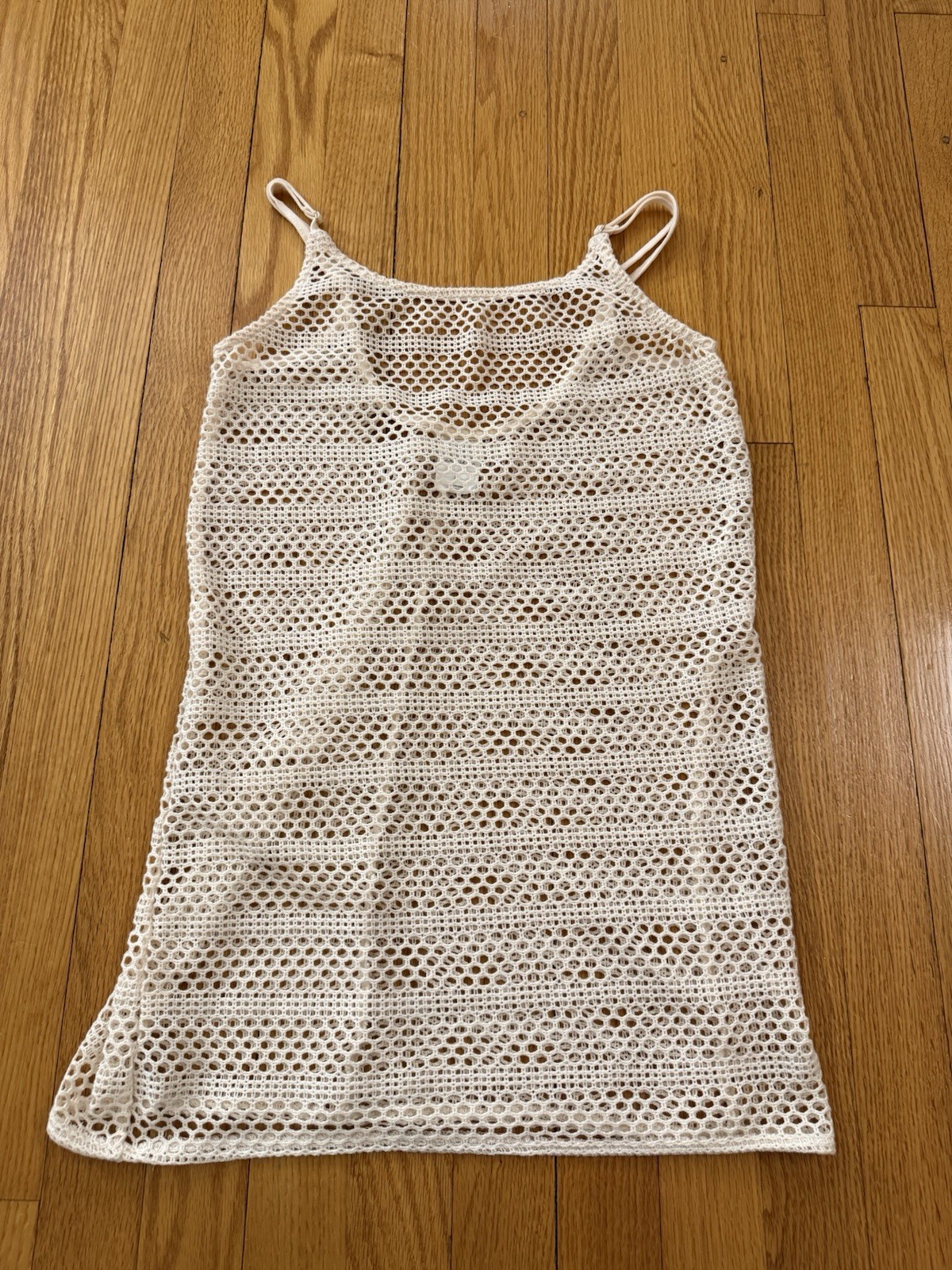Wild Fable XS Ivory Crochet Tank Dress 100% Recycled Polyester Beach Cover-Up