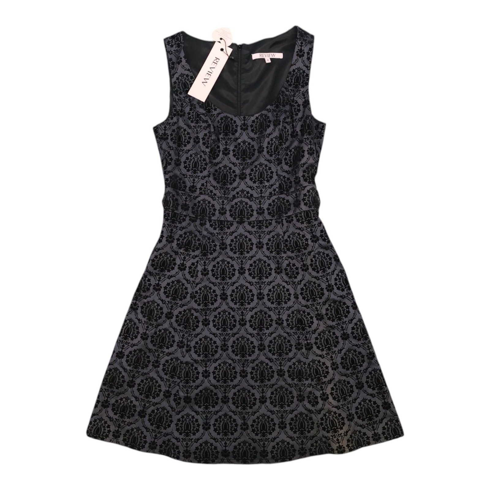 Review Dress Women 8 Grey Gabrielle Sleeveless Fit & Flare Scoop Neck Size 8 NWT