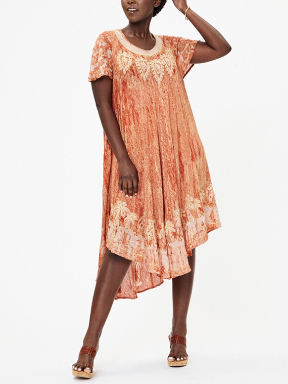 Womens Summer Sun Dress Umbrella Tie Dye Flower Beach Resort Wear Boho Hippie