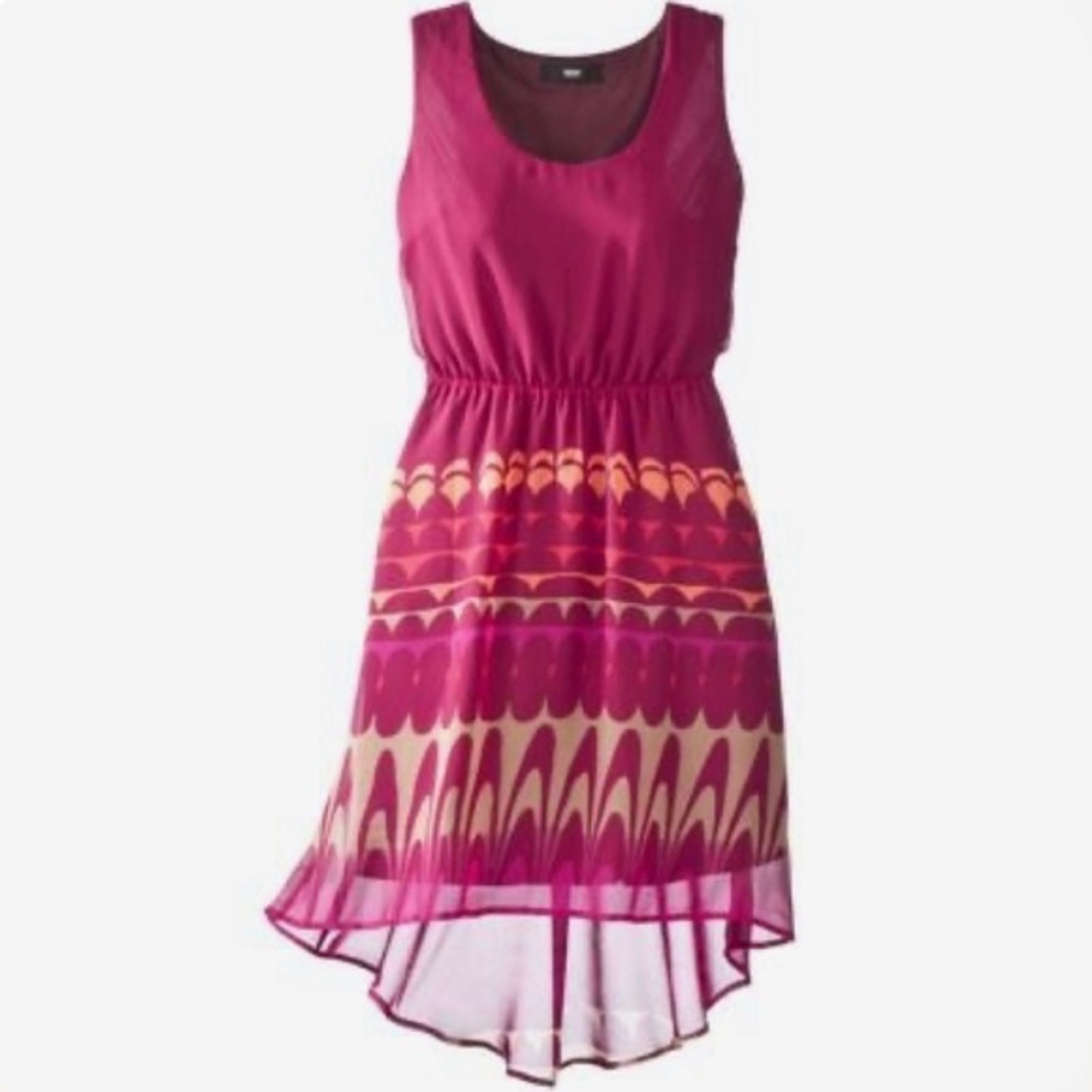 Beautiful wine pink and tan dress with elastic waist size XS