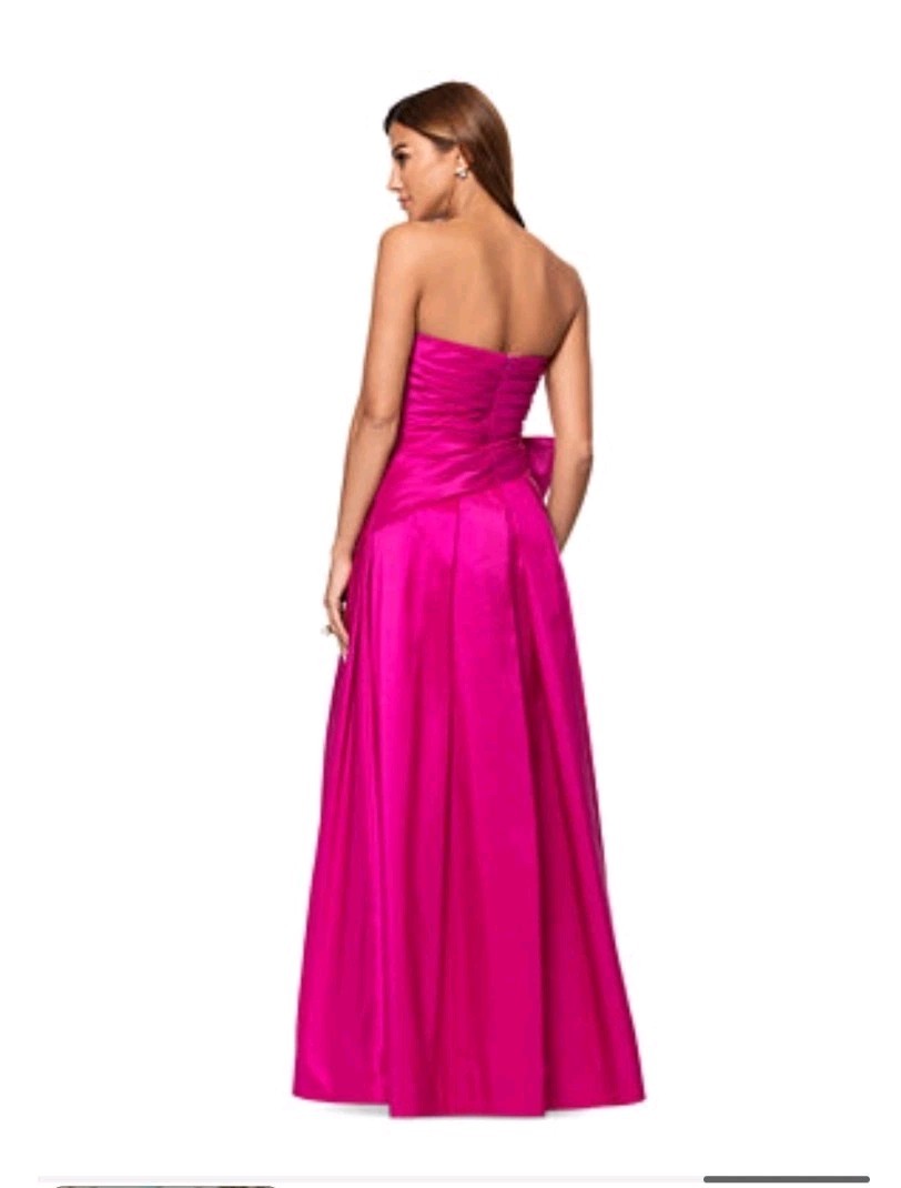 Xscape Fuchsia Taffeta Bow-Trim Ruched Strapless Gown Size 8 $319