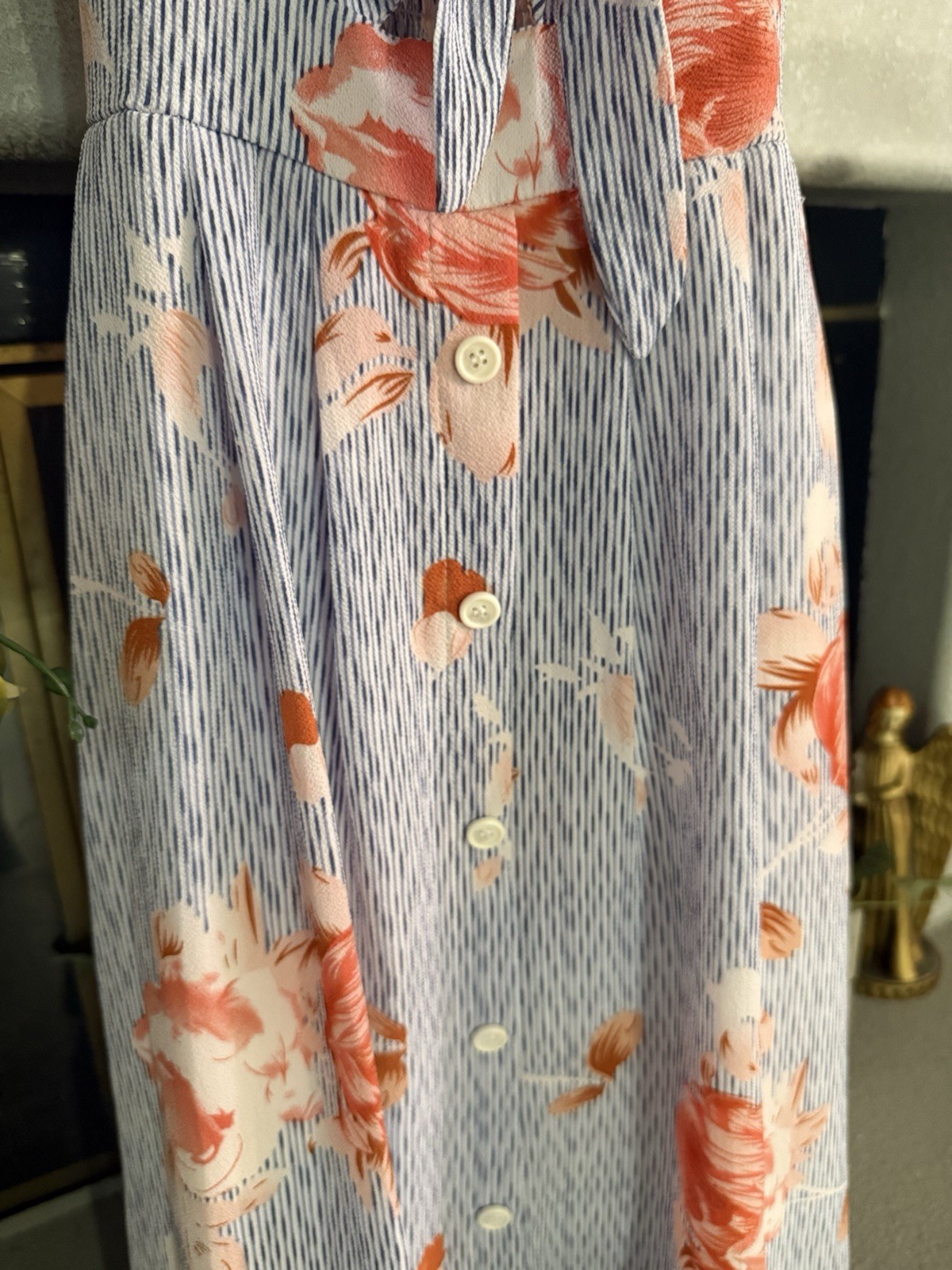 FANCYINN Women’s Sun Dress Size S, Tie Front, V-Neck, Spaghetti Straps