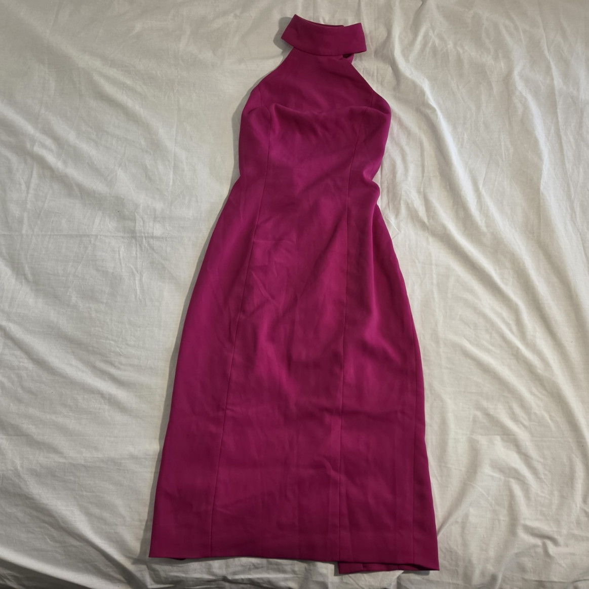 ​Jay Godfrey Fuchsia Pink Tannen Halter Open Back Midi Dress