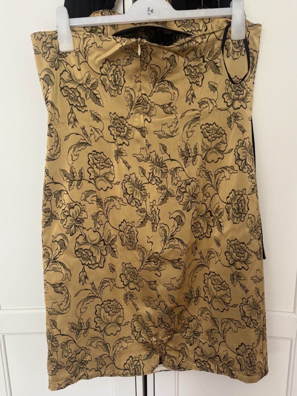 Vintage BHS Gold Floral Jacquard Halterneck Dress & Matching Wrap Set Uk 16 Y2K