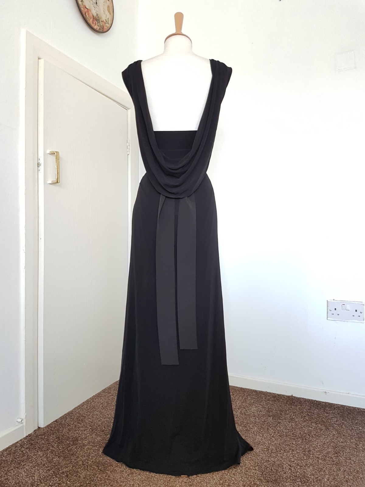 COAST dress size 12 black cowl maxi long evenin grecian Prom party wedding Guest