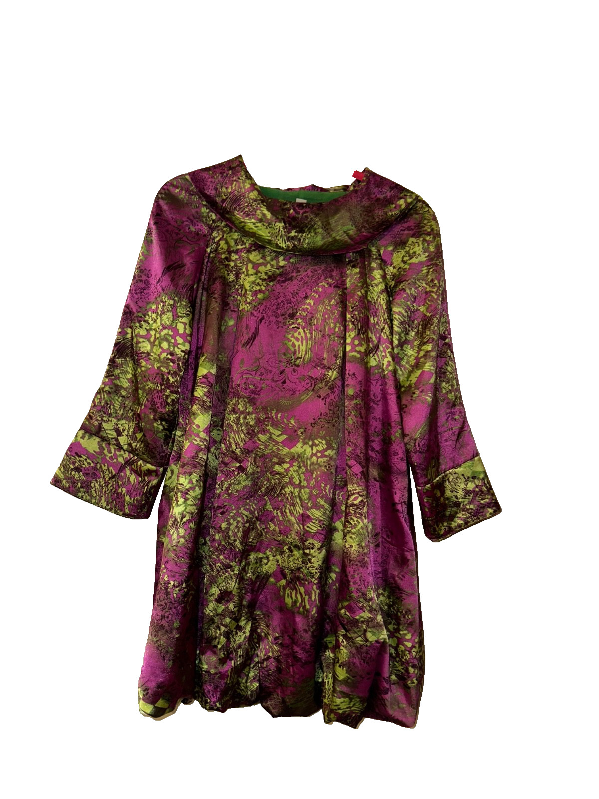 Chloe Silk Swing Dramatic High Collar and a Striking Mini Dress SZ 40