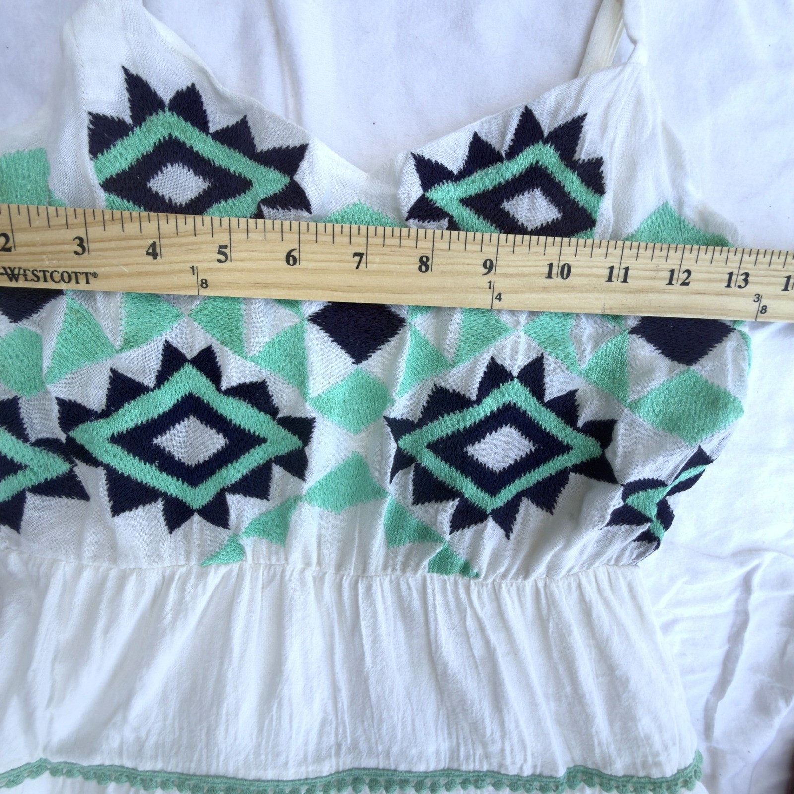 Young Threads Embroidered Cotton Tiered Sundress Boho 70s Inspired Folk Dress