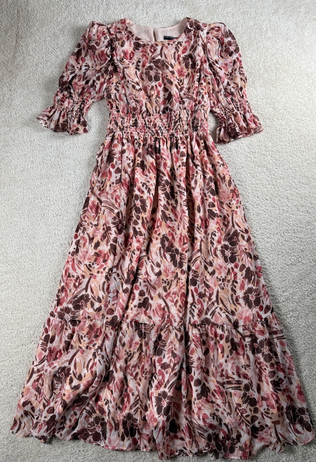 MAGGY LONDON Dress 4 Midi Floral Ruffle Cottagecore Garden Party Y2K
