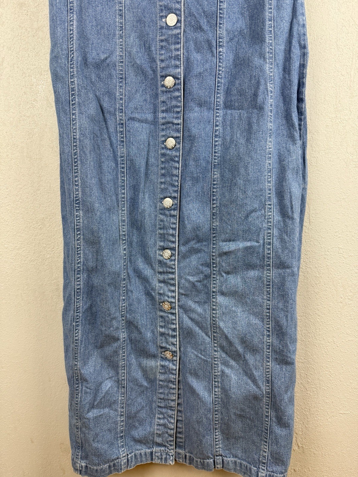 90s Tickets Denim Button Up Maxi Dress