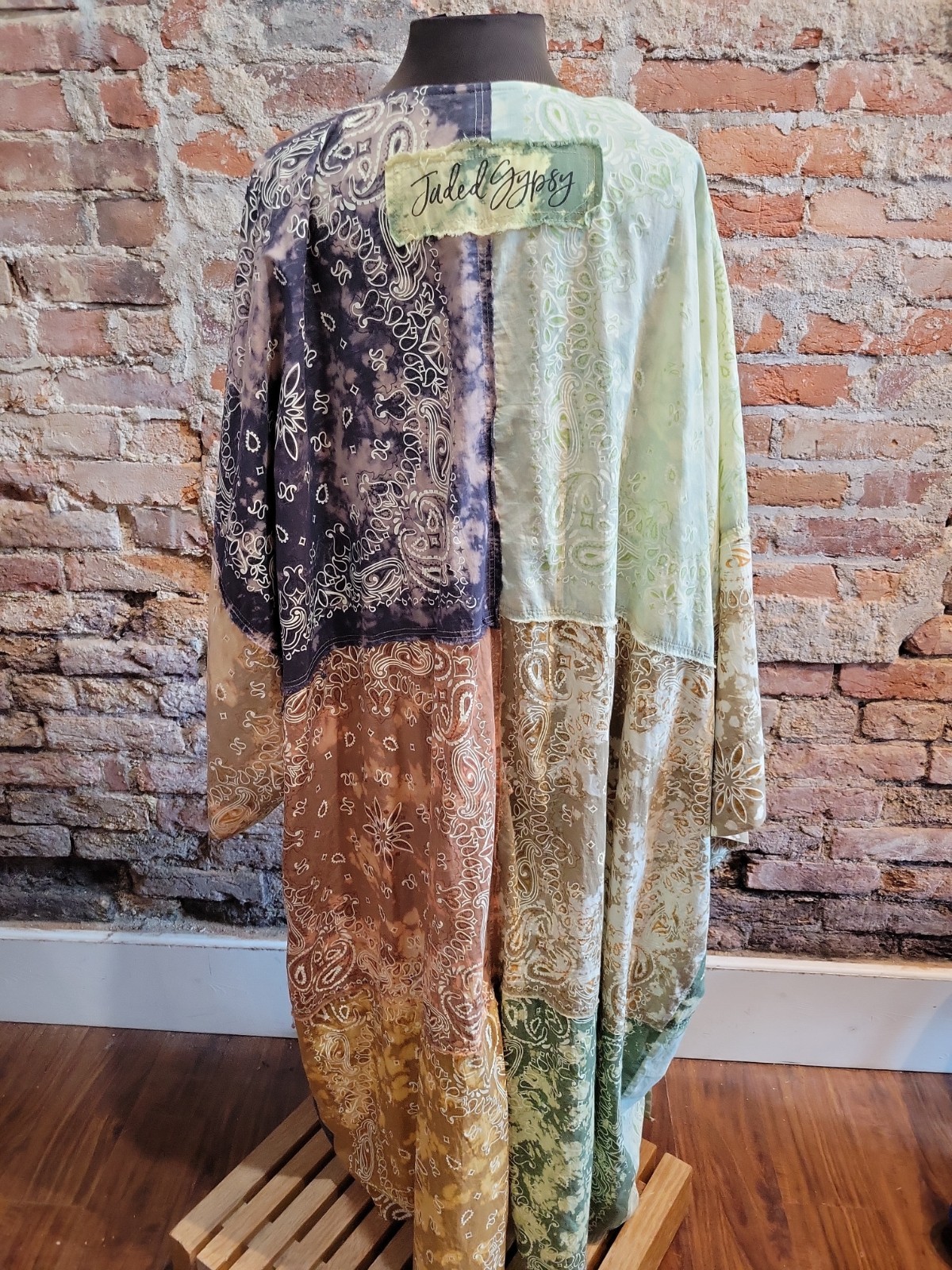 Jaded Gypsy Large/XL Patchwork Duster Maxi Dress Earthtones Cotton