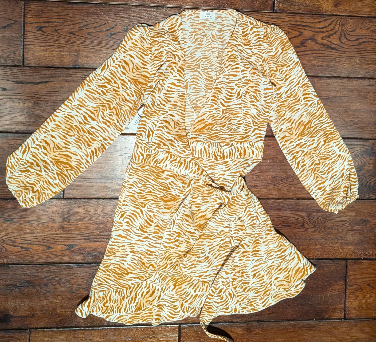 Aritzia Little Moon Julep Dress L/S Ruffle Wrap Dress Giselle Amber Earth S NWT