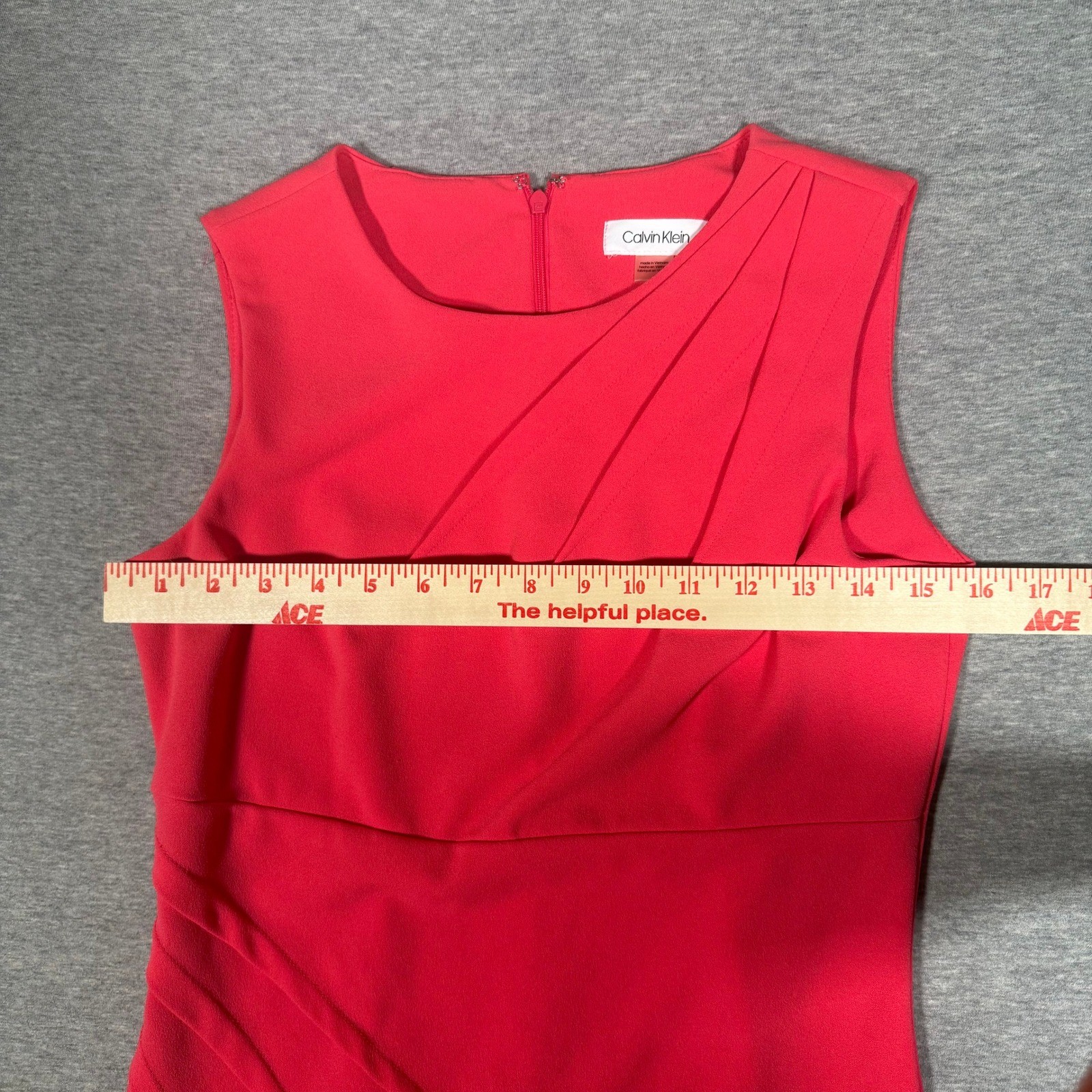 Calvin Klein Womens Pink Pleated Sleeveless Sheath Dress Size 4 Crepe Cocktail