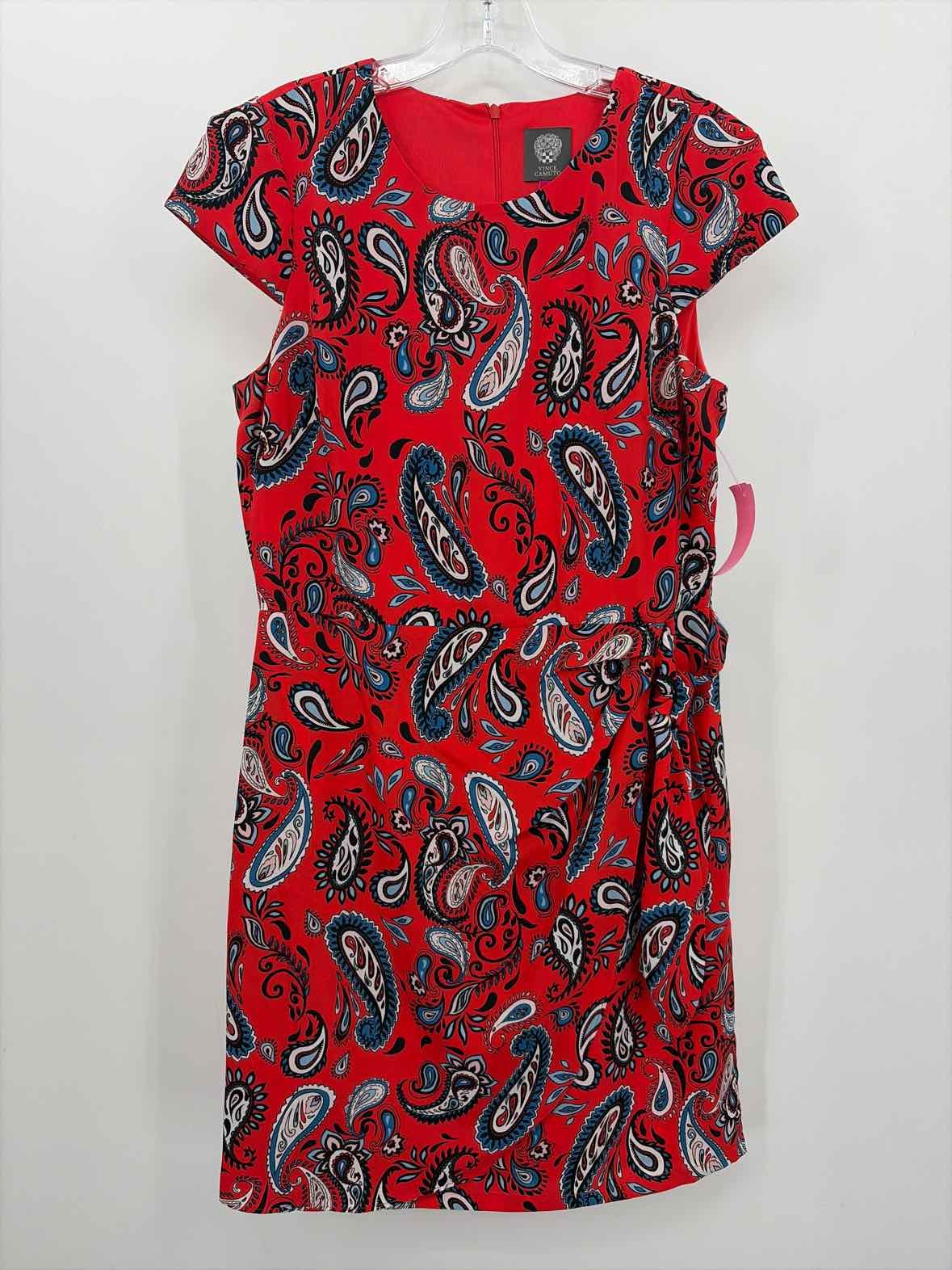 Pre-Owned Vince Camuto Red Size 12 Midi Short Sleeve Dress