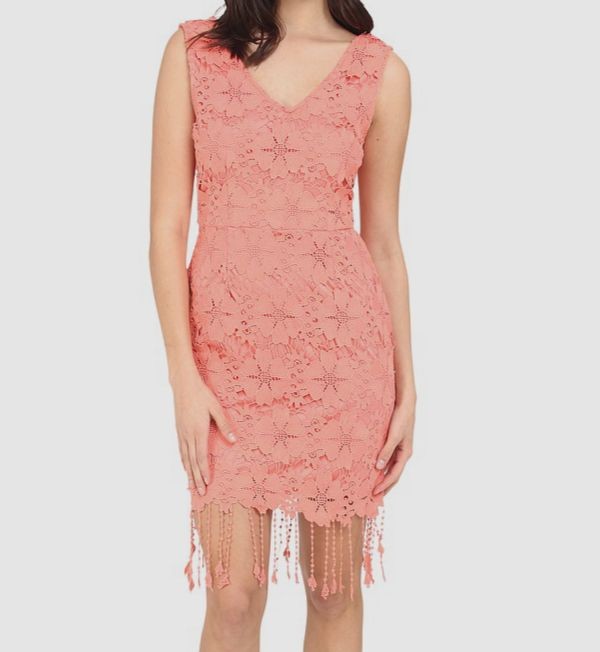 Brigitte Bailey Women’s Pink Sleeveless V-Neck Floral Sheath Dress Size M