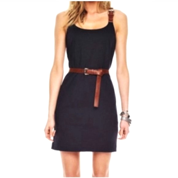 Michael kors Navy Belted Dress w/Buckle Detail on Shoulder & Removable Belt (S )