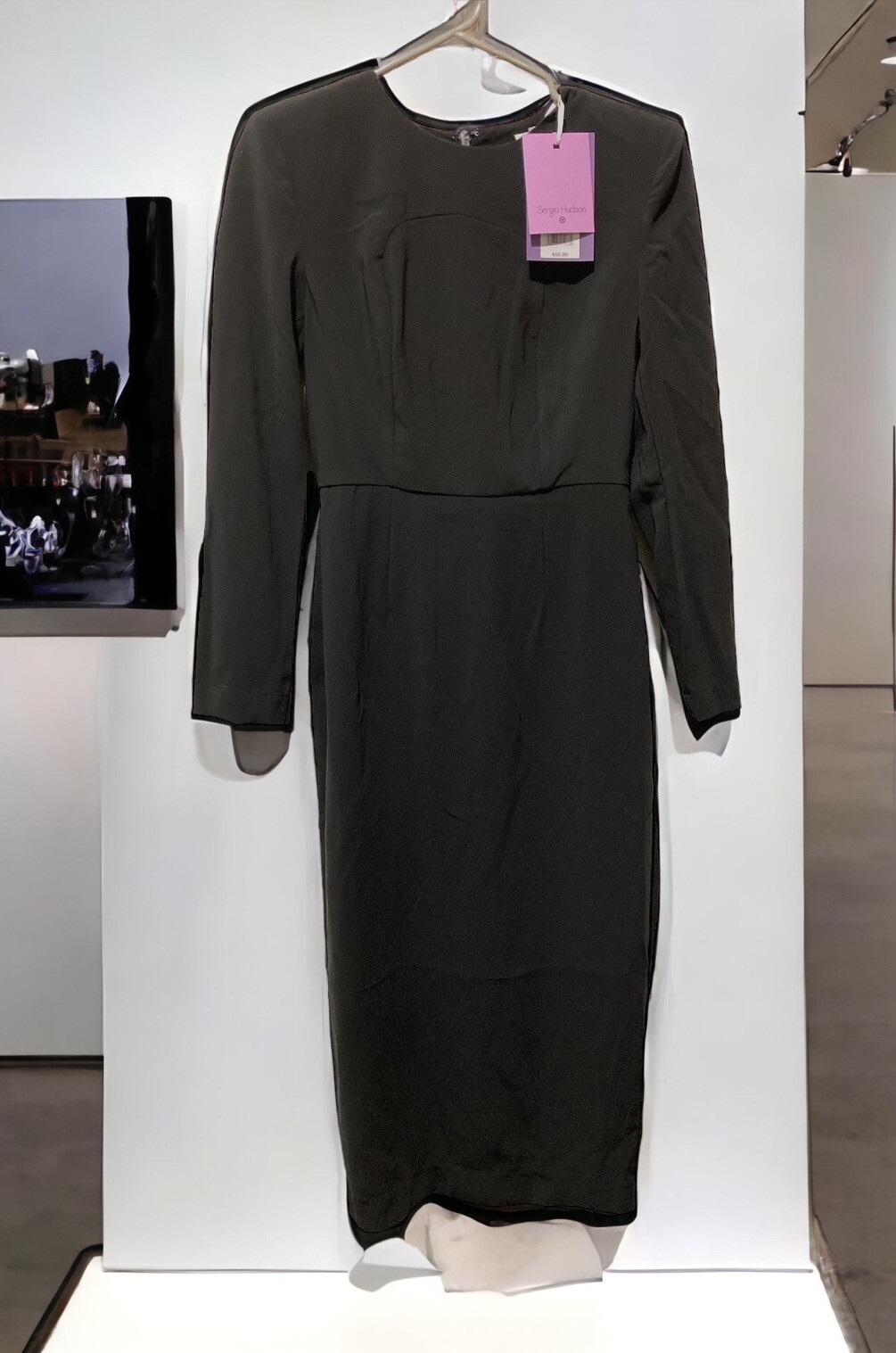 New Sergio Hudson Size XXS Target Women’s Black Strong Shoulder Midi Dress